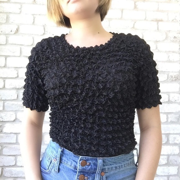 American Vintage Tops - F.C. Popcorn Crinkle Top Magic Bubble Shirt Y2K 90's Crinkle Shirt